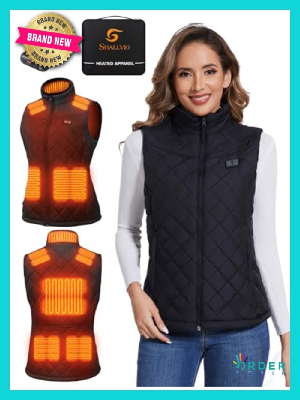 Heated Vest with 20000mAh Battery, 8 Heating Zones, Lightweight Quilted,